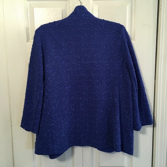 Alfred Dunner Cobalt Blue Sequin Open Front Jacket - Picture 4 of 7